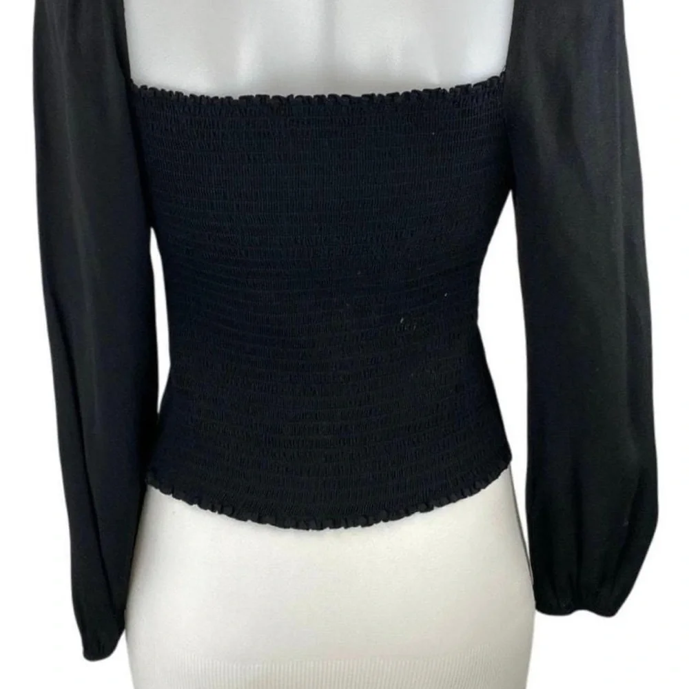 Reformation Reign Black Crop Top Blouse - Picture 6 of 7